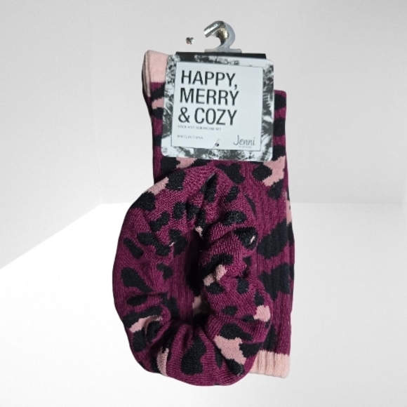 Jenni Accessories - Jenni Burgundy and Black Patterned Socks